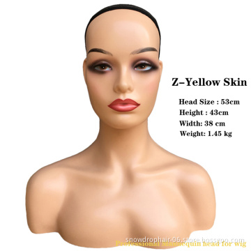 Julianna half coloured real life big lip 360 mannequin head stand cute girl with shoulders mannequin head for sunglass display
